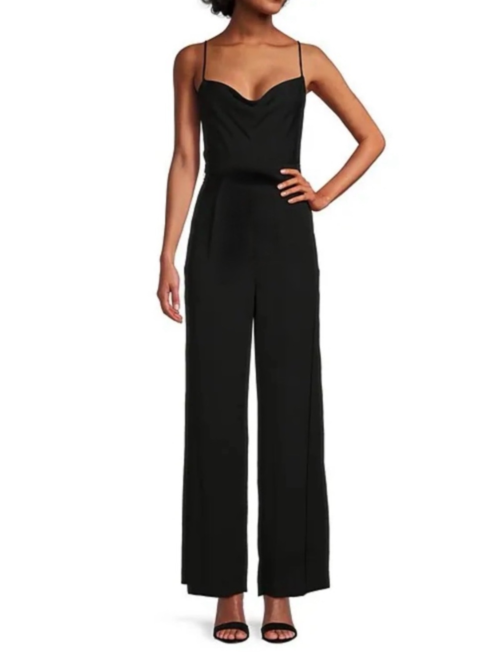 NWT ANTONIO MELANI Black Jumpsuit with Cowl Neckline and Wide-Leg Sz 0